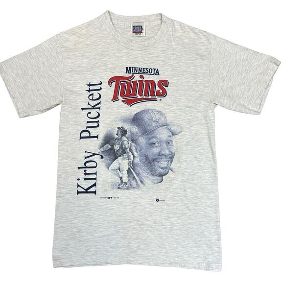 Minnesota TWINS Kirby Puckett Gray T Shirt Vintage 1997 Size Medium - Picture 1 of 12